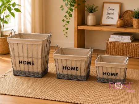 سلال تنظيم قماشية مع هيكل معدني – 3أحجام